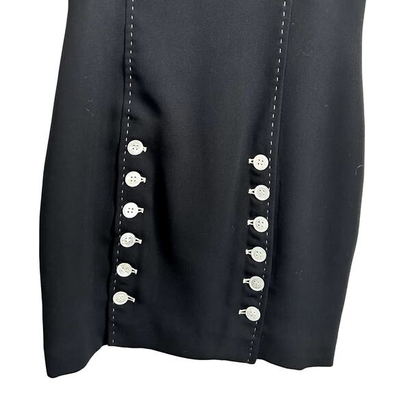 Vtg Magaschoni Tracy Reese Pearl Button Dress 4 90s Coquette LBD Designer - Picture 5 of 9